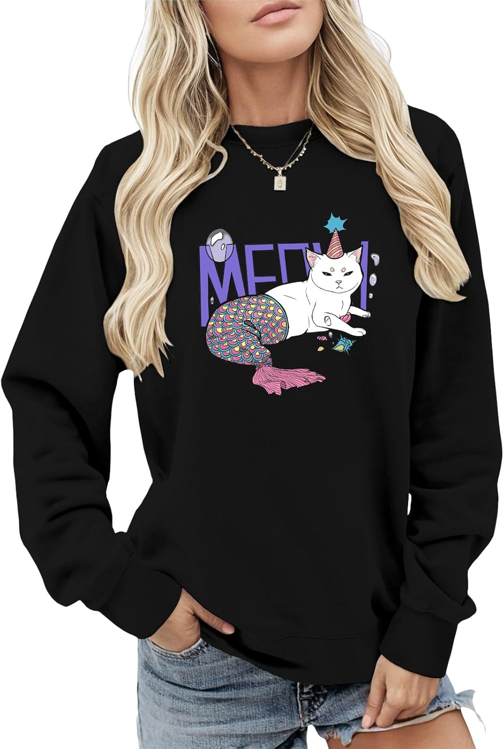 Skiennix Women's Boho Western Skull Sweatshirt - Black Cotton Blend, Loose Fit, Artistic Print