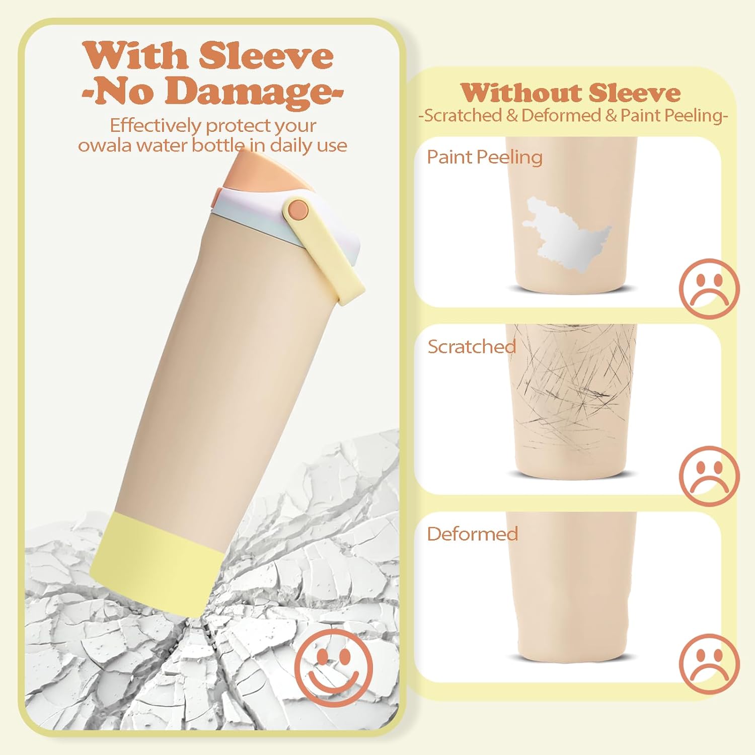 Owala Silicone Boot Set - Non-Slip, Scratch-Resistant Stability Enhancer for 30oz & 40oz Bottles | Yuzu Yellow