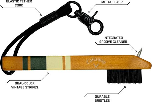 Callaway Golf Club Brush - Heritage Wood Design with Groove Cleaner for Optimal Performance