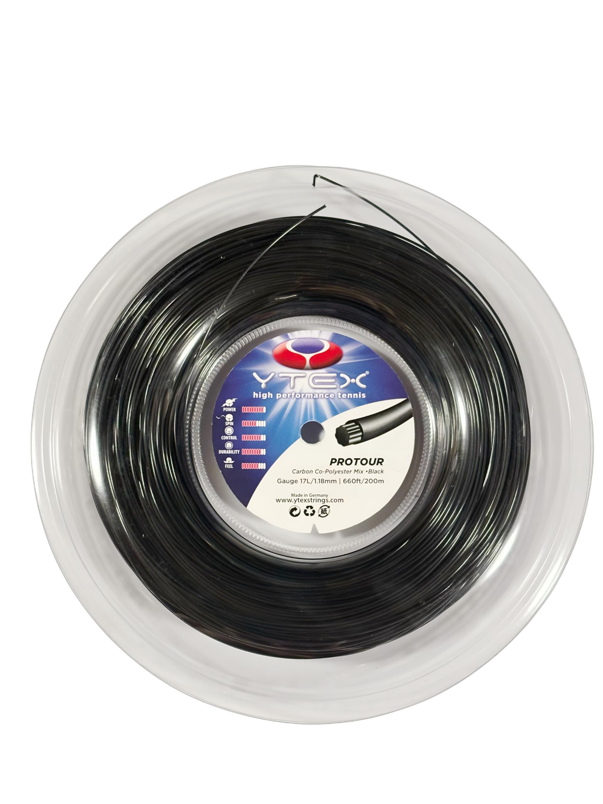 YTEX Protour Black Tennis Racquet String Reel (17L Gauge, 1.18mm)