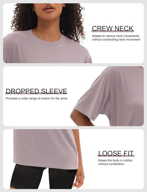 Kinglaman Workout Oversized T-Shirts for Women - 5 Pack Plus Size Dry Fit Athletic Tees