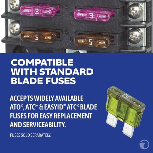 Blue Sea Systems ST Blade Fuse Block - 12 Circuit with Ground & Cover, 100 Amps | Model 5026