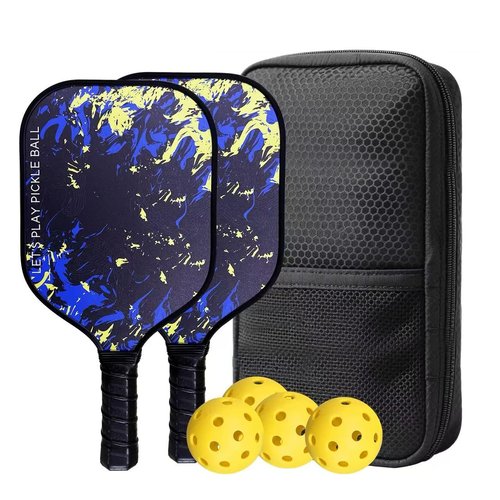 Windblazer Pickleball Paddles Set of 2, Lightweight Pickle Ball Rackets 2 Pack with 2 Balls, Carbon Fiber Pickleball Paddle for Women& Men