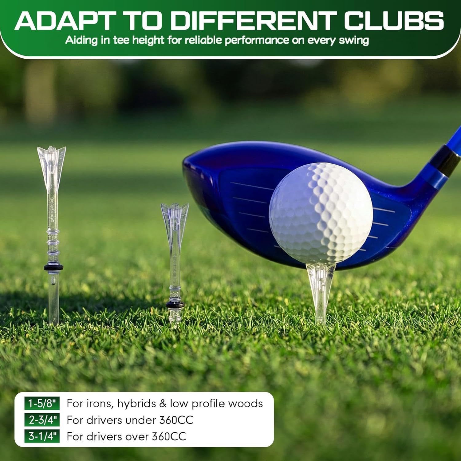 Skiennix 100 Pcs Golf Tees - 4 Prong Anti-Slip Design for Enhanced Stability | Adjustable 3-1/4" Size