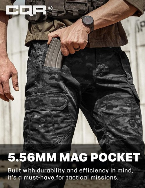 CQR Men's Tactical Pants - Lightweight Water Resistant Ripstop Cargo Pants for Hiking & Work