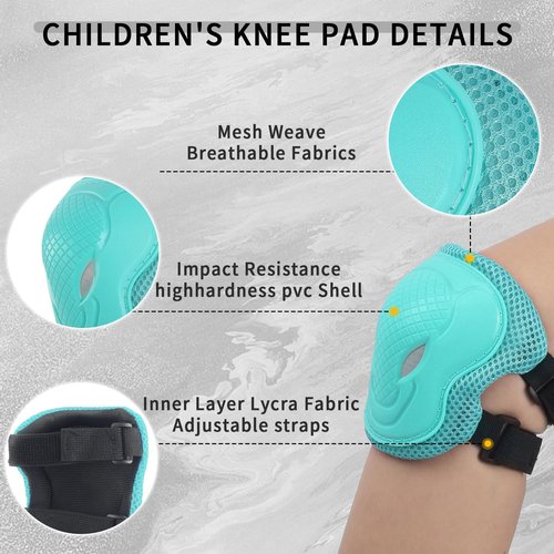 Glerc Warrior Adjustable ABS Material Lightweight Kids Sports Helmet with Handguard & Kneepad for Age 3-9 Year Old Toddler Youth for Cycling Bike Skateboard Scooter Skating, S Size Cyan