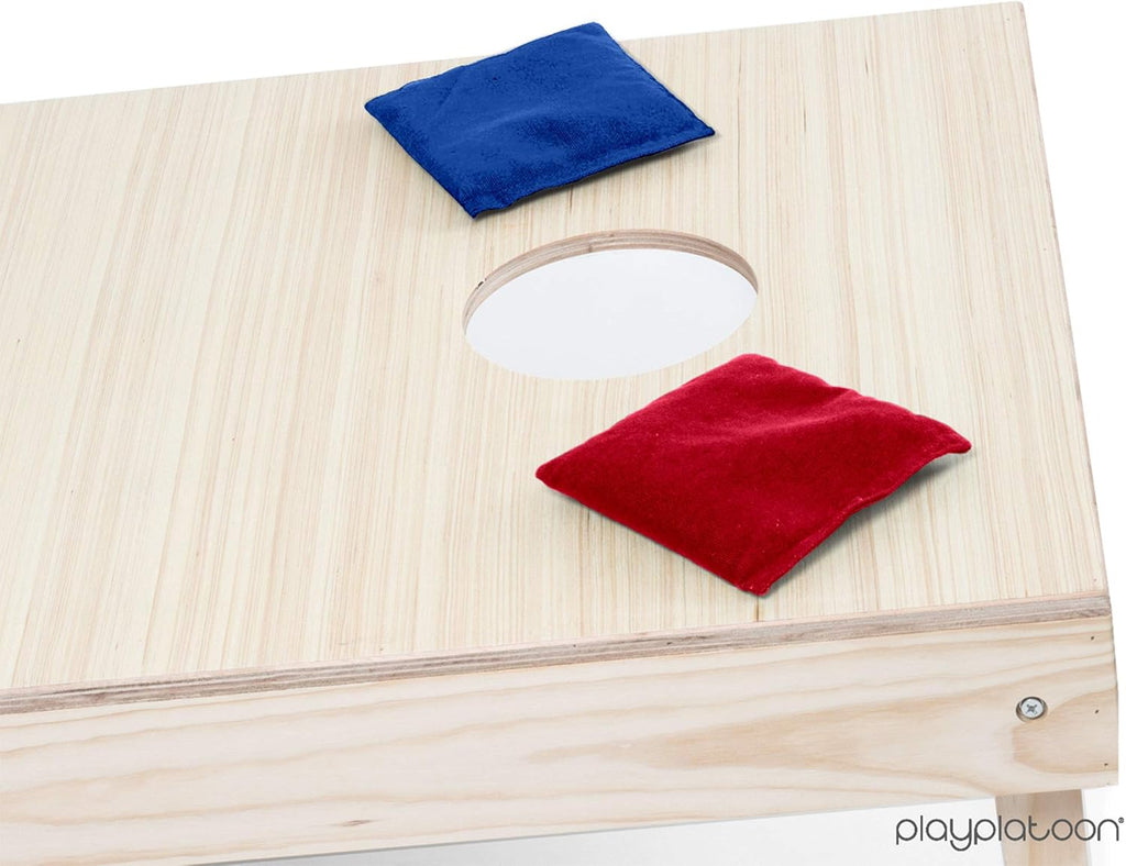 Play Platoon Cornhole Bags Set - 8 All-Weather Red & Blue Bags with Horizontal Scoreboards