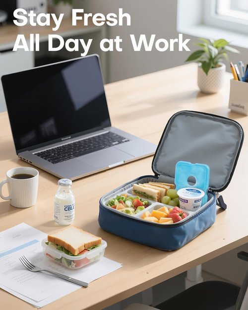 HOTOR Reusable Ice Packs for Cooler & Lunch Boxes – Slim, BPA-Free, Leakproof Gel Packs for Lunch Bag, Cooler Backpack & Travel Food Storage (4 Packs), 4.8" x 0.5" x 7.0"