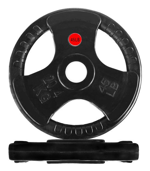 Fitvids Olympic 2-Inch Cast Iron Plate Weight Plate for Strength Training and Weightlifting, Rubber Coate Style, 45LB Pair