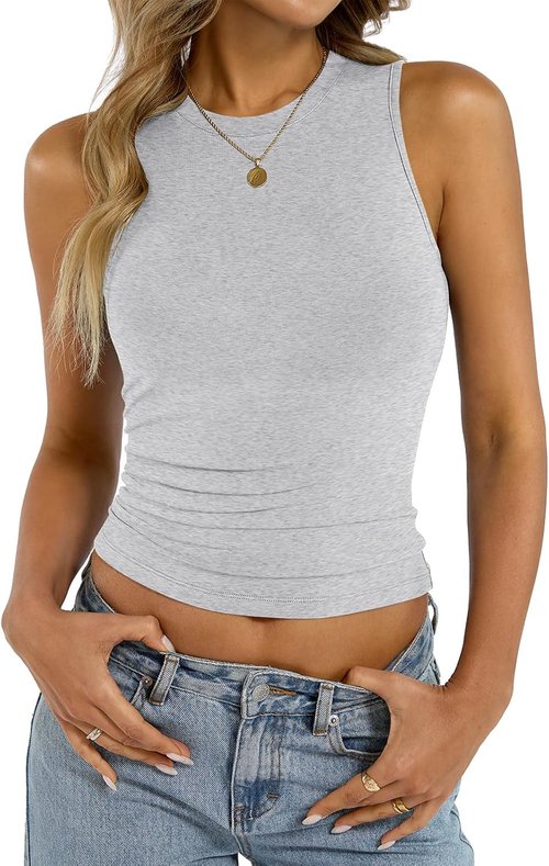 EasyGala Women's Cotton High Neck Tank Top - Fitted Sleeveless Summer Casual Shirt