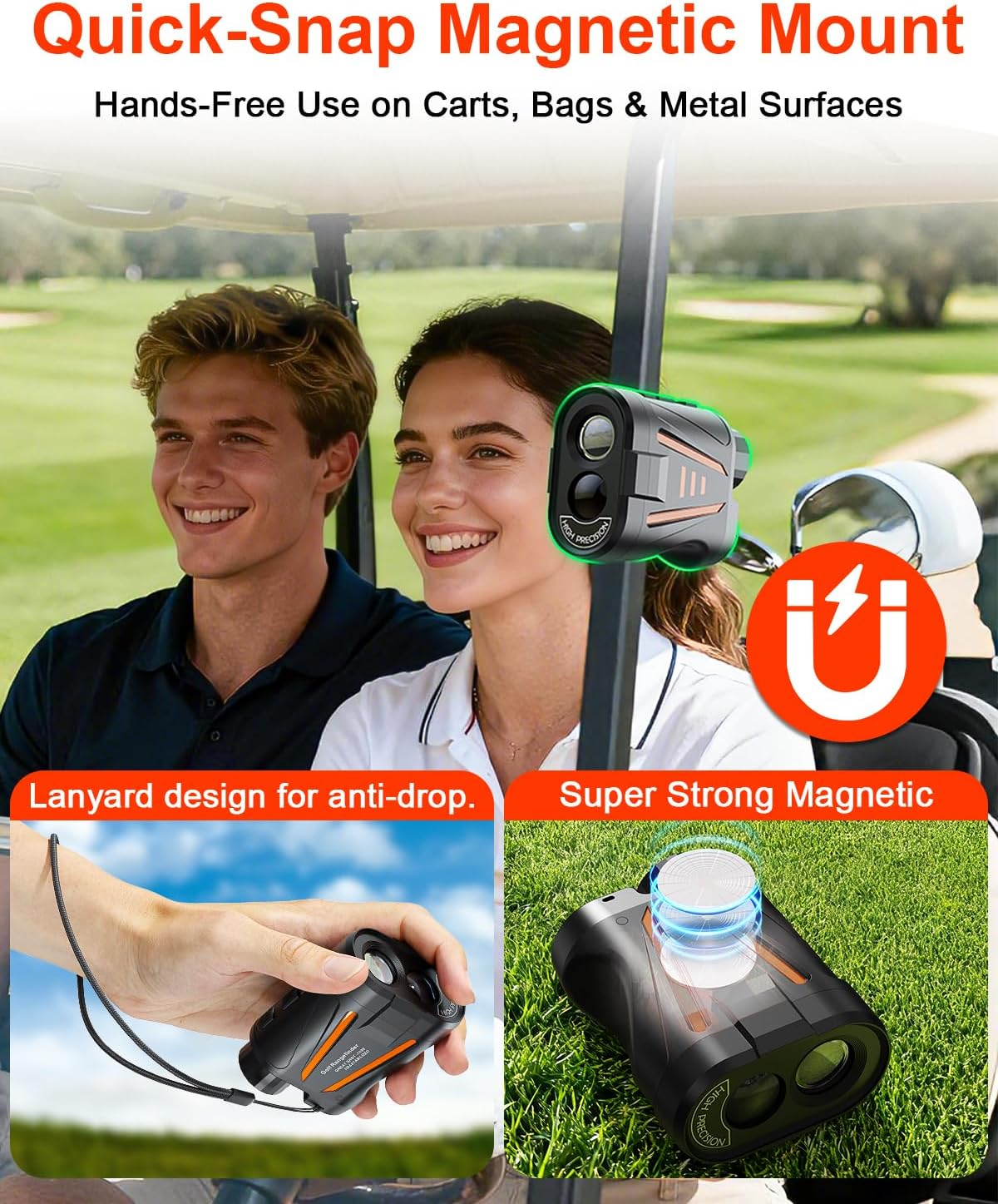 Skiennix Golf Laser Rangefinder - Slope Compensation & Flag Lock Vibration | 1900 Yards Range, 6X HD Magnification, Magnetic USB-C Rechargeable