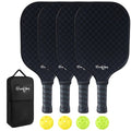 Eliwdshen Pickleball Paddles Set of 4, Fibreglass Pickle-Ball Equipment with 4 Pickleballs, 4 Rackets and Bag, Meets USAPA Standards, 13MM Polypropylene Honeycomb Core Rackets for Men, Women, Kids
