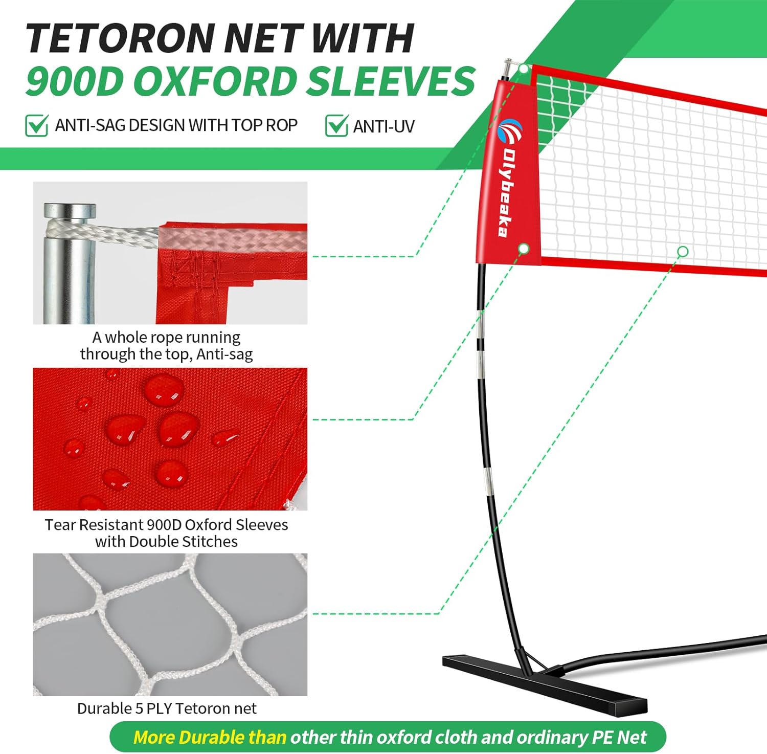 Portable Volleyball Net - 5-Height Adjustable Backyard Set with Widened Base & Carry Bag | 12ft/14ft