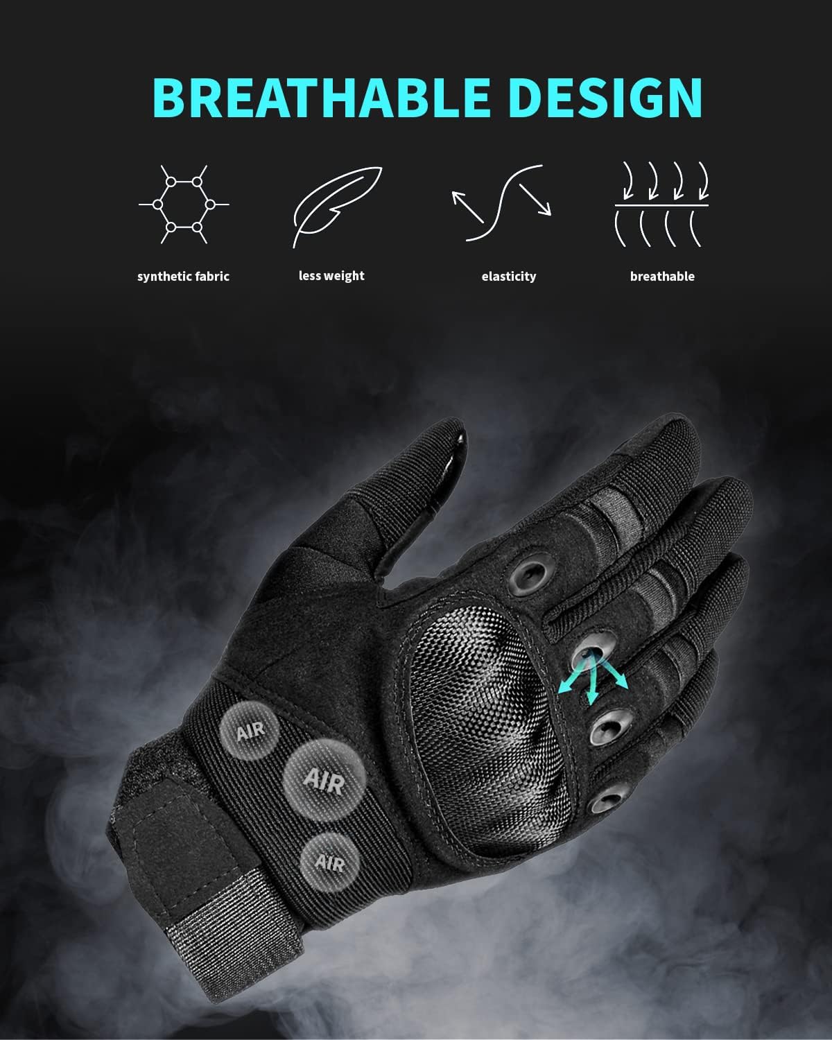 Skiennix Tactical Gloves - Hard Shell Knuckle Protection for Shooting, Motorcycle & Climbing - Black