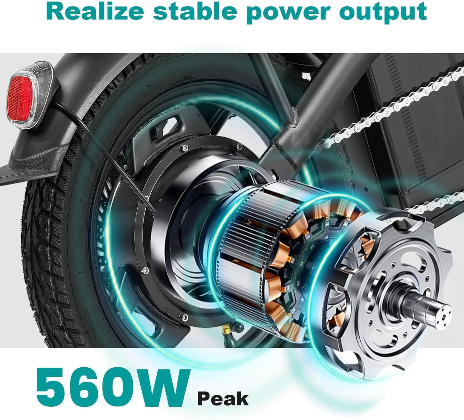 Skiennix Electric Bike - Compact Folding Ebike with 560-740W Motor & 32 Miles Range | 14" Design