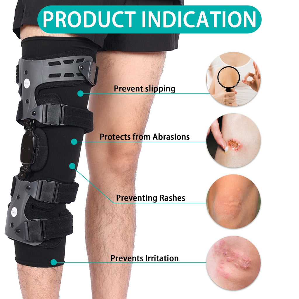 DOUKOM Knee Brace Undersleeve for Men & Women, Leg Undersleeve for Knee Brace Closed Patella Protects Skin from Abrasions and Irritations (L)