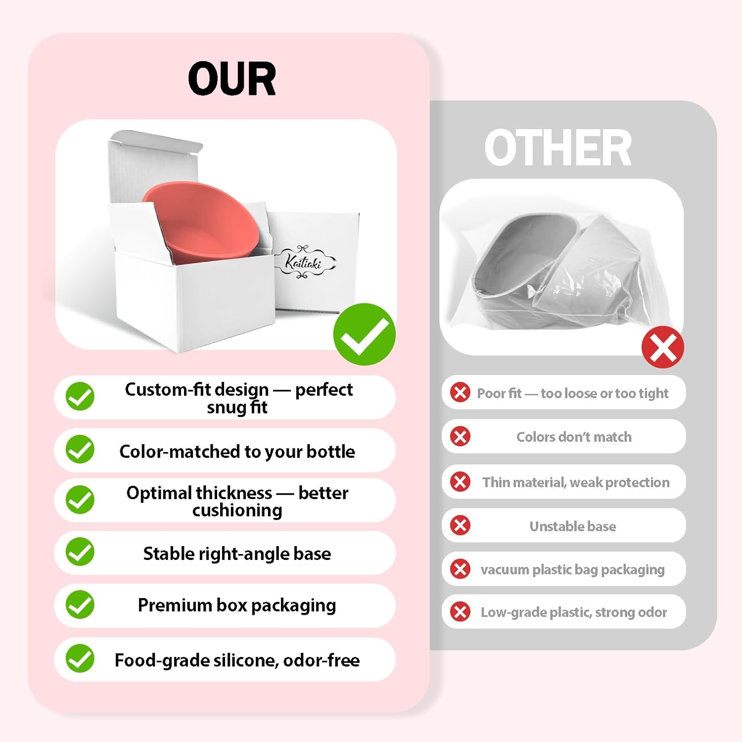 Owala Silicone Boot | Non-Slip, Scratch-Resistant Stability Enhancer for 30oz & 40oz Bottles - 12 Colors Available (Angel Food Cake Red)