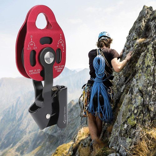 Alomejor Aluminium One Way Climbing Pulley Lifting Heavy Objects Lifting Tool Super Light Device Ascenders Lifter Drag Lifting Equipment
