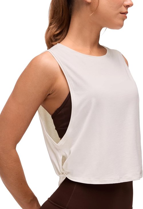 CRZ YOGA Pima Cotton Tank Top for Women - Loose Sleeveless Workout Shirt | Athletic Gym Crop Top