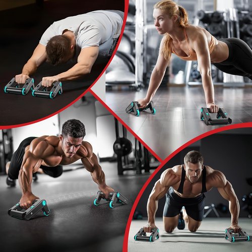 Ab Roller Wheel, 2-In-1 Exercise Roller Wheels, Push-Up Bar, Abdominal Exercise Machine, Ab Workout Equipment for Core Strength Training, Abs Exercise Roller with Knee Pad for Women Men Home Gym