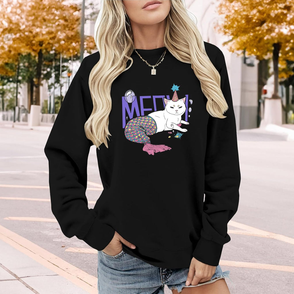 Skiennix Women's Boho Western Skull Sweatshirt - Black Cotton Blend, Loose Fit, Artistic Print