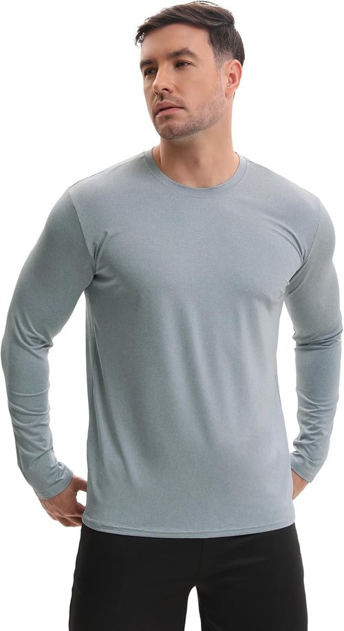 HOPLYNN Men's Quick Dry Long Sleeve Shirts - Moisture Wicking & UV Protection | 7 Pack for Gym Workouts