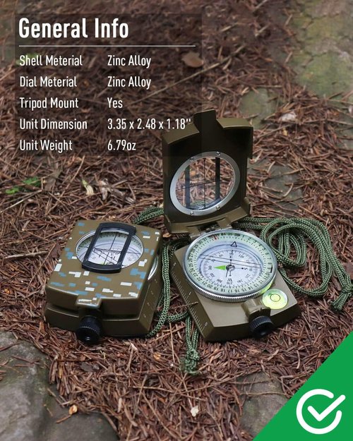 Eyeskey Tactical Survival Compass - Waterproof & Impact Resistant Lensatic Sighting | Includes Lanyard & Pouch