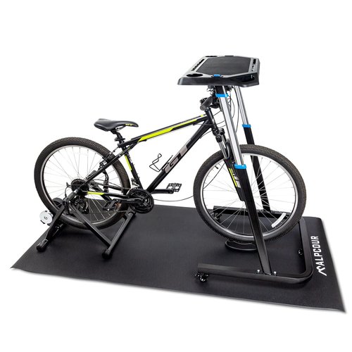 Alpcour Bike Trainer Mat – 36”x78” Multipurpose Carpet and Floor Protection – Water-resistant with Anti-slip Texture and Noise Insulation for Home and Indoor Gym Workout Cycling