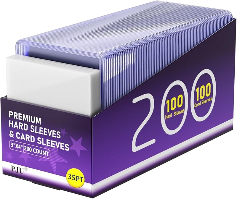 100+100 Card Sleeves Hard & Soft 3×4 Card Protector Set - PJU 200 Count