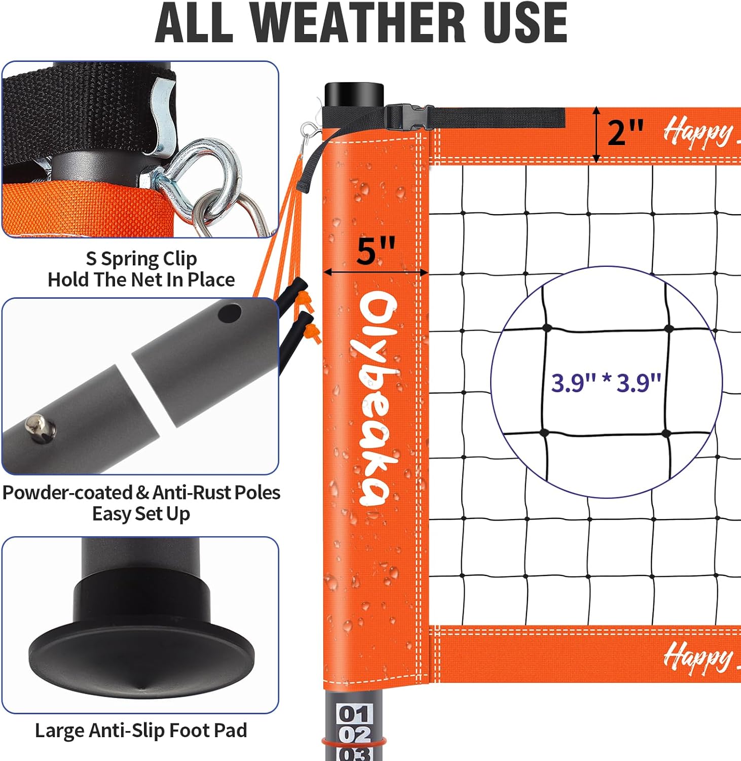 Regine Switzerland 20ft Portable Volleyball Net Set - Heavy Duty Poles, Durable PE Net, Includes Volleyball & Pump