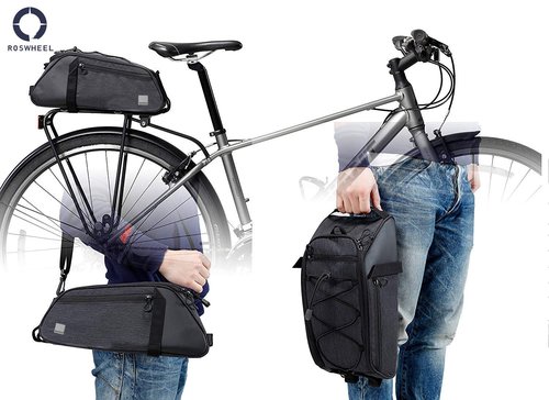 Roswheel Essentials Series 141466 Bike Trunk Bag Bicycle Rear Rack Pack Cycling Accessories Pannier, 8L Capacity