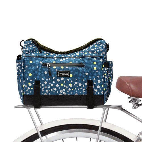 Po Campo Katy Bike Trunk Bag – Rear Bicycle Rack Storage – Waterproof, Colorful Bike Bag That Easily Converts to a Crossbody for Women and Men (Bubbly)