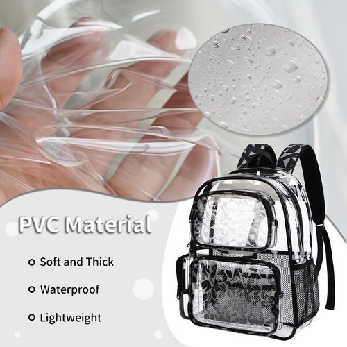TINYAT Heavy Duty Clear Backpack for Stadium Events Transparent Backpack for Women See Through Bookbag Cute Clear Plastic Bag