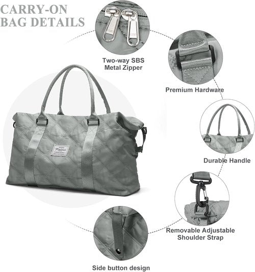 HYC00 Travel Duffel Bag - Stylish Carry-On Weekender for Women | Sports Tote with Wet Pocket