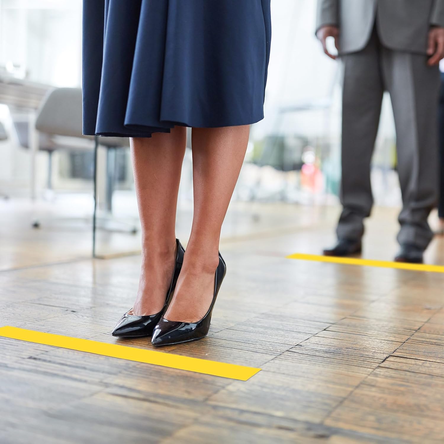 Outus Floor Marking Tape - Durable 2" Yellow Non-Abrasive Tape for Social Distancing | 100' Length, 6 Rolls