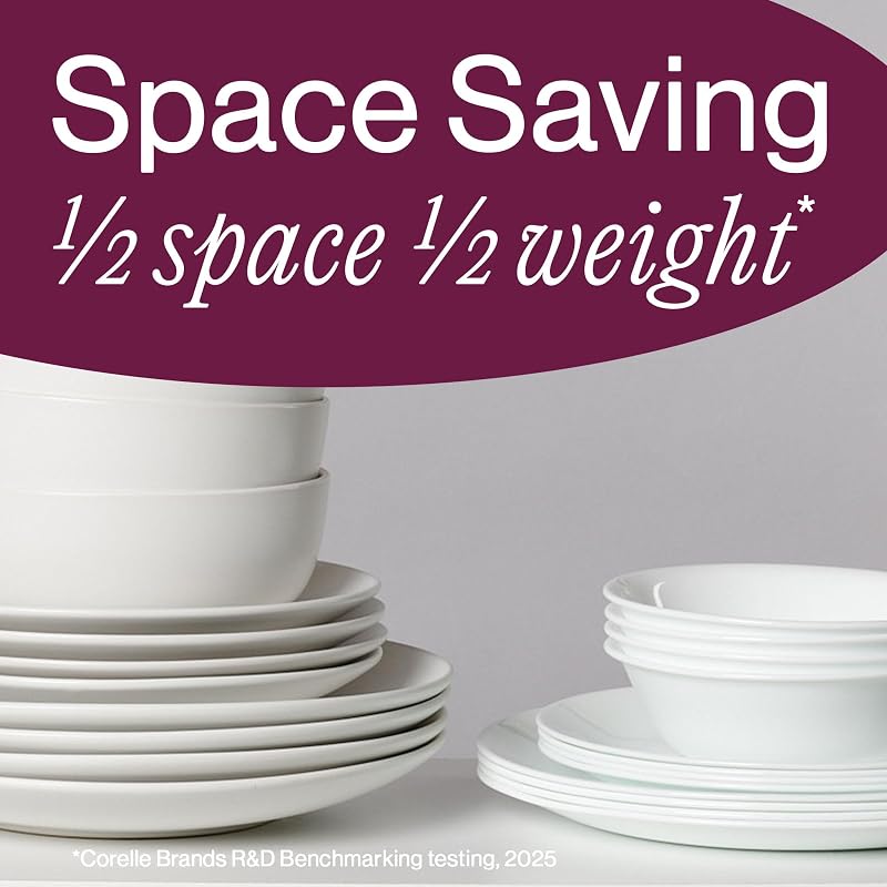 Brasserie 10.25" Dinner Plates Set - Corelle Vitrelle Triple-Layer Glass, Chip-Resistant, 6-Piece