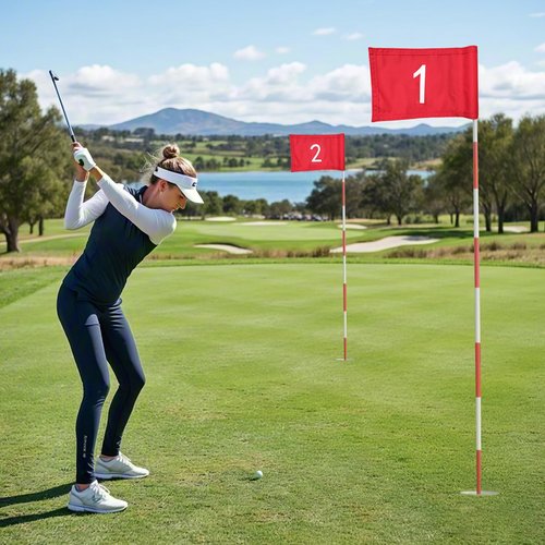 LECEHIVO 18 Pcs Mini Golf Flags with Inserted Tube 8.9 x 5.7 Inch Nylon 1-9 Golf Pin Flags for Yard Backyard Garden Practice Putting Green Indoor Outdoor Hole