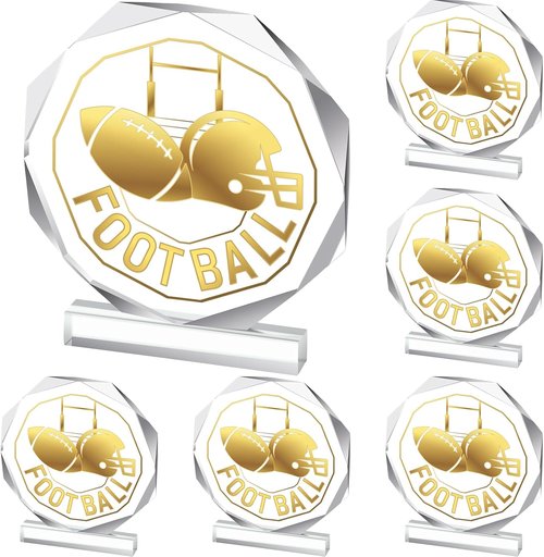 6 Pack Sports Trophy | Acrylic Award Medals - 4.72 x 4.72 Inch Team Prize Gifts for Competitions