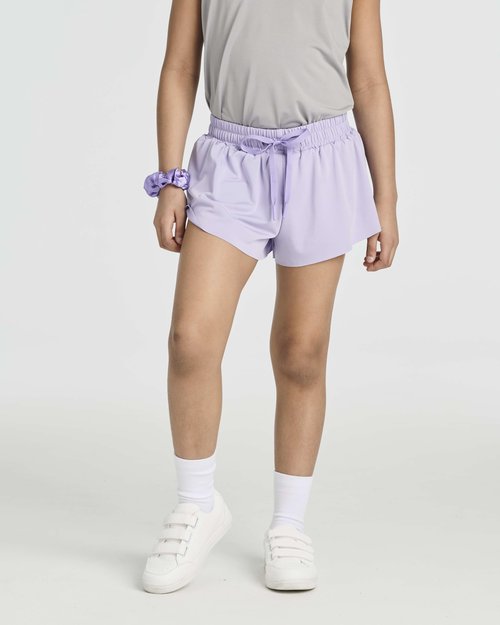 Real Essentials 4 Pack: Girls' 2-in-1 Dry Fit Athletic Flowy Shorts - Butterfly Dance Skirts for Youth & Teens, 4-5