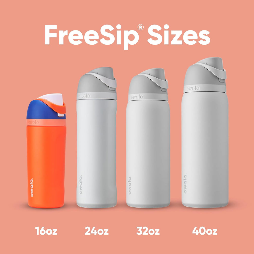 Owala Kids FreeSip Water Bottle - Insulated Stainless Steel with Straw | BPA-Free, 16 oz, Blue Citrus
