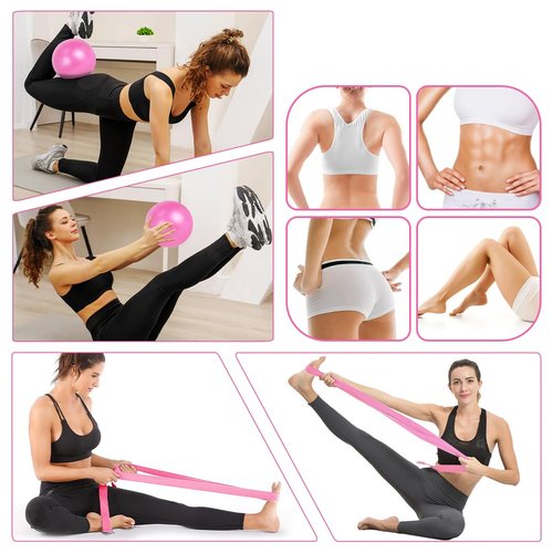 Leopacat 13 Pcs Pilates Kit for Women - Home Pilates Equipment Set with Magic Circle Resistance Bands Yoga Ball for Beginners Full Body Toning Thighs Arms Hip Workout