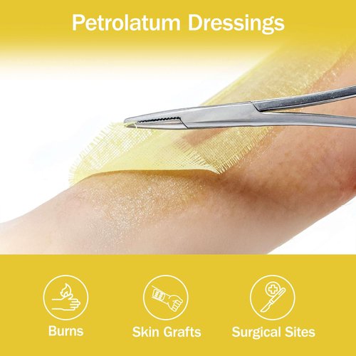 Xeroform Petrolatum Dressing 2x2-25 Sterile Petroleum Gauze Dressings - Mesh Occlusive Gauze Strip for Wound Care - Individually Wrapped, Absorbent, Non Adherent, and Latex Free
