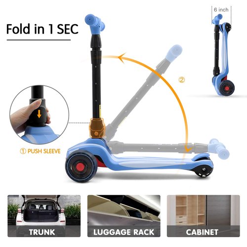 LOL-FUN Toddler Scooter for Kids Ages 3-12 Years Old Boy Girl - Bundle Blue & Yellow