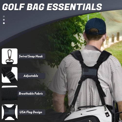 LZFAN Golf Bag Straps,Universal Replacement Double Shoulder Shoulder Straps,PU Leather Golf Bag Carry Strap (Double Shoulder Straps(Sailcloth))