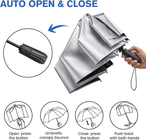 G4Free Travel Umbrella - 46 Inch UV Protection | Windproof Double Layer Design