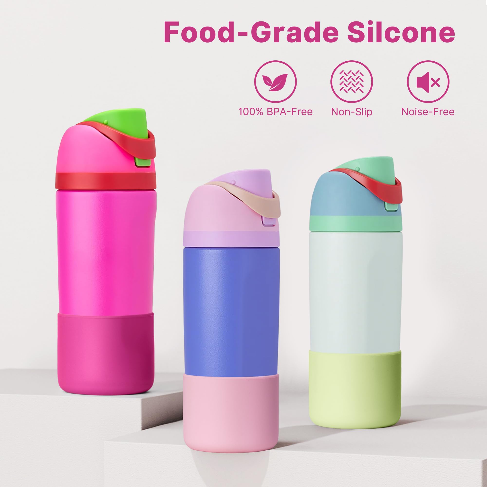 Diumepo Silicone Water Bottle Boot for Owala 14/16oz, Anti-Slip Protective Sleeve Bottom Bumper Protector for Owala 12 oz Tumbler, Flip 14 oz and FreeSip 16 oz Water Bottle (Green)