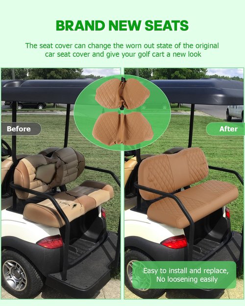 SCITOO Golf Cart Seat Cover for Club Car, EZGO, Yamaha Rear Seat Soft Comfortable Seat Cover, Easy to Install