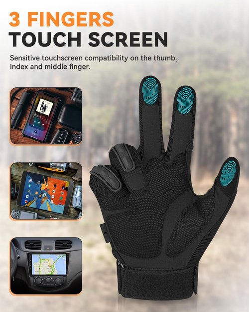 KUMGIM Tactical Gloves - Touchscreen Motorcycle & Airsoft Gloves for Men & Women | Black & Tan