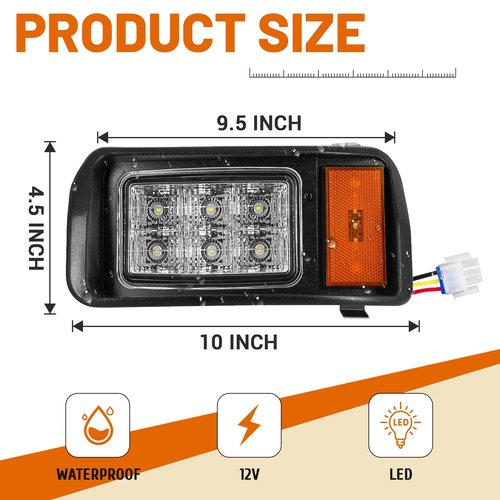 DRIVE UP Club Car DS LED Headlight Kit, 12V Factory Style LED Headlights with Adapter Wire for Club Car DS 1993-up Gas and Electric Golf Carts, OEM 101988001