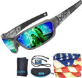 Living out your qool time Polarized Fishing Sunglasses for Men Women Green Lens UV400 Medium-Large Size for Water Sports Boating with Case Strap